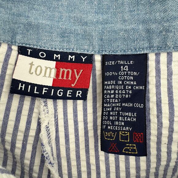 Tommy Hilfiger pants women's 14 ankle seersucker blue white stripe nautical - Picture 6 of 7